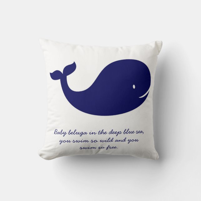 Coussin de baleine de thème d'océan de bleu marine (Recto)