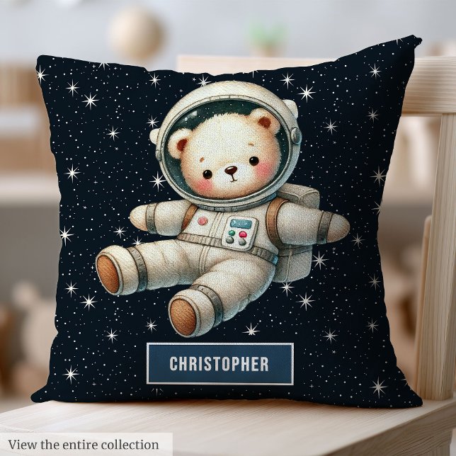 Coussin de bébé personnalisé Teddy Bear Astronaut (Personalized Baby Boy Pillow Teddy Bear Astronaut)