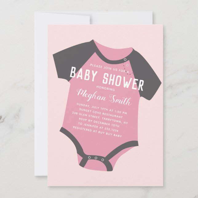 Coussin de bébé| Rose| Invitation Baby shower (Devant)