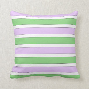 Coussin de blanc, lilas et vert de rayures