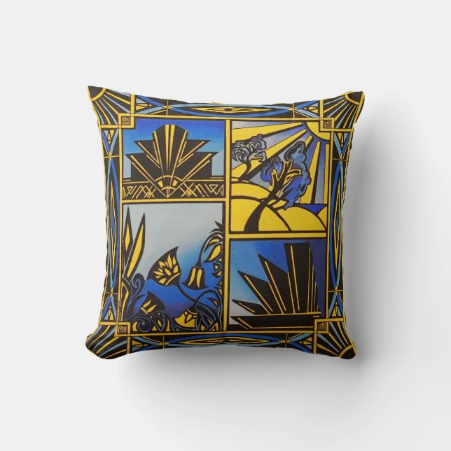 Coussin de bleu d'art déco (Recto)
