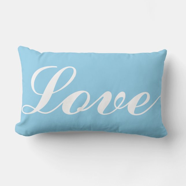 Coussin de bois - Amour (bleu clair) (Recto)