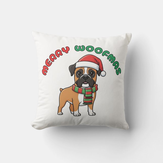 Coussin de boîte de Noël : Joyeux Woofmas (Recto)