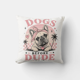 Coussin de Bouledogue Français Drôle Avant les Mec