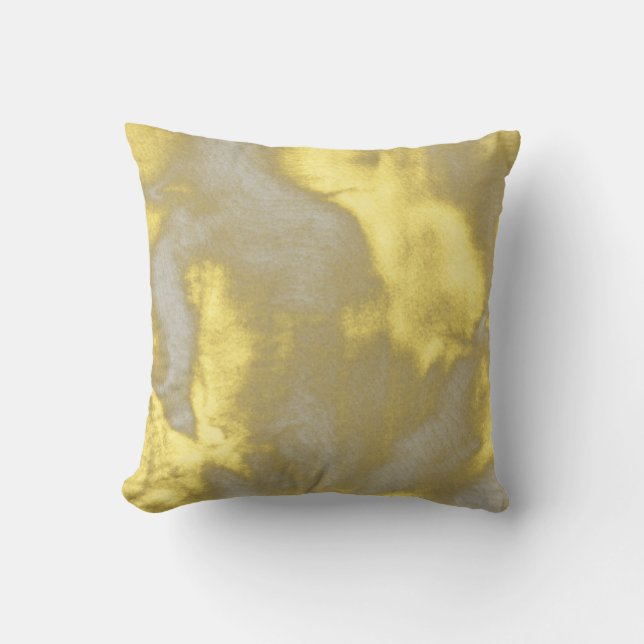 Coussin de bouquet Abstrait jaune et gris (Recto)
