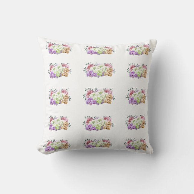 Coussin de bouquet floral mixte printemps (Recto)