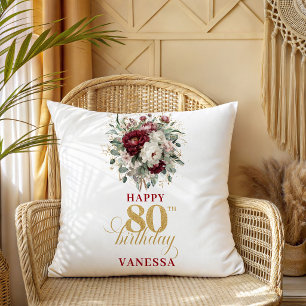 Coussin de cadeau d'anniversaire 80 ans Burgundy B