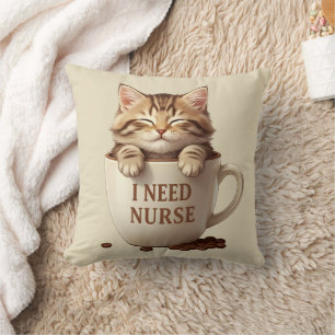 Coussin de café drôle en forme de chat, cadeau pou