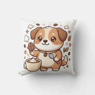 Coussin de café Kawaii cuillère haricot chien mign