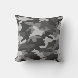 Coussin de camouflage noir et blanc
