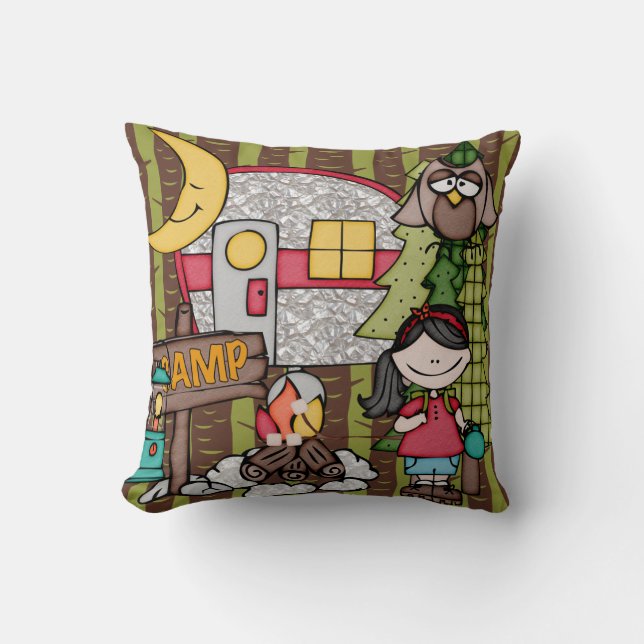 Coussin de camping customisée Black Haired Girl (Recto)