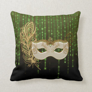 Coussin de carré de lumières de ficelle de vert de