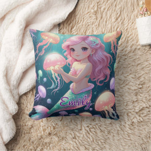 Coussin de Carré de sirène et de méduse modifiable