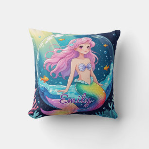 Coussin de Carré de sirène modifiable - Rainbow Ta