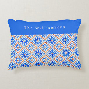 Coussin de carreau méditerranéen en terre cuite bl