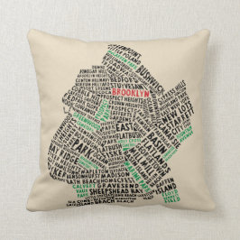 Coussin de carte de typographie de Brooklyn NYC