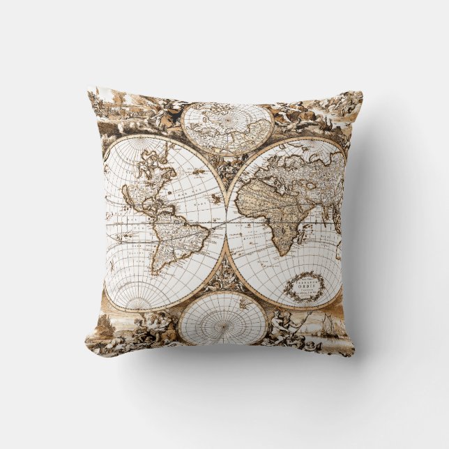 Coussin de carte de Vieux Monde (Recto)