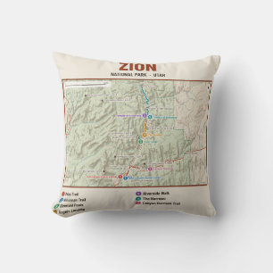 Coussin de carte des sentiers du parc national de 