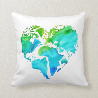 Coussin de carte du monde d'aquarelle - carte en
