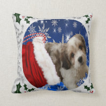 Coussin de Cavachon, chien de Noël