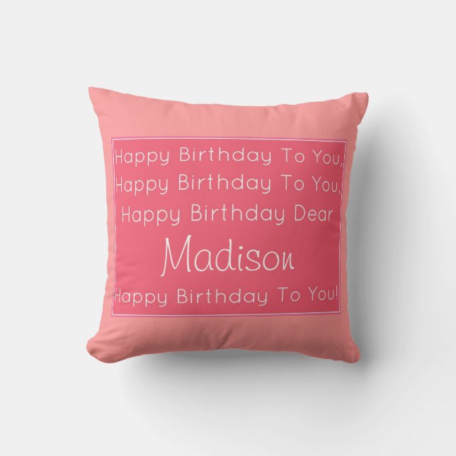 Coussin de chanson de joyeux anniversaire (Recto)