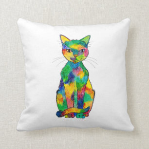 Coussin de chat d'arc-en-ciel