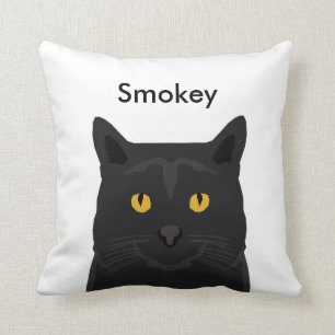 coussin de chat de nom personnalisé - chat noir p