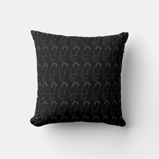 Coussin de Chat noir amusant Amoureux de les chats (Recto)