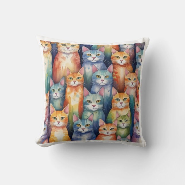 Coussin de chats aquarelle (Recto)