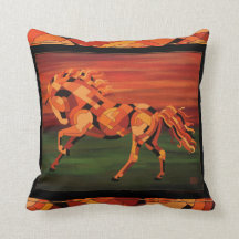 Coussin de cheval, cheval orange, art de cheval de