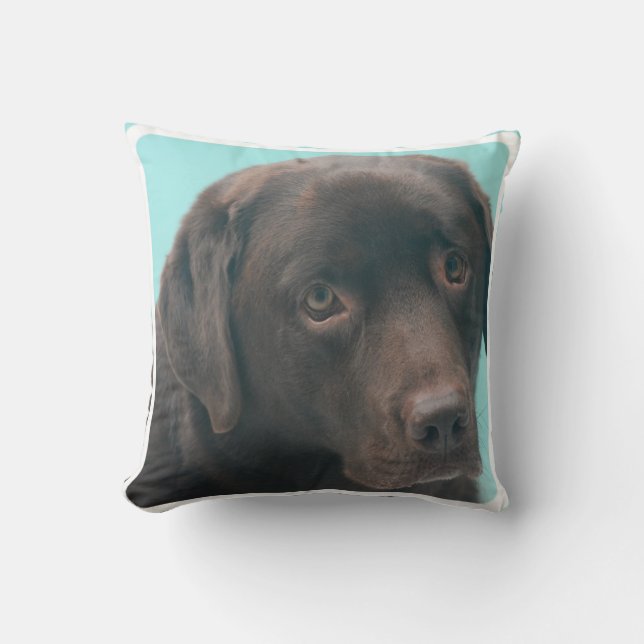 Coussin de chien labrador chocolat (Recto)
