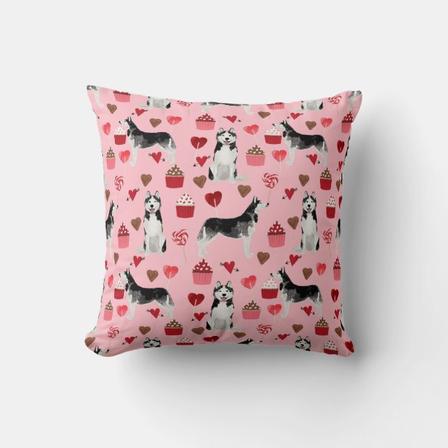 Coussin de chiens de la journée Husky Valentines (Recto)