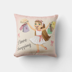 Coussin de Cleo "I Love Shopping" 16X16