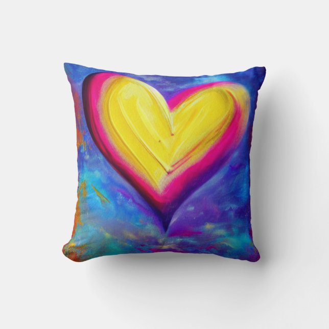 Coussin de coeur jaune et rose (Recto)