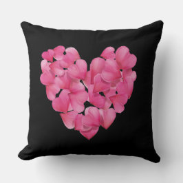 Coussin de coeur pétal rose rose