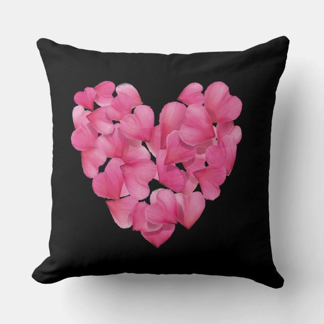 Coussin de coeur pétal rose rose (Recto)