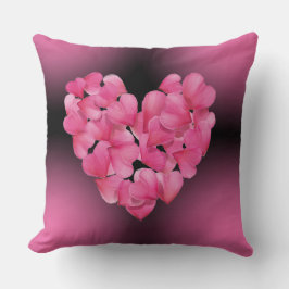Coussin de coeur pétal rose rose
