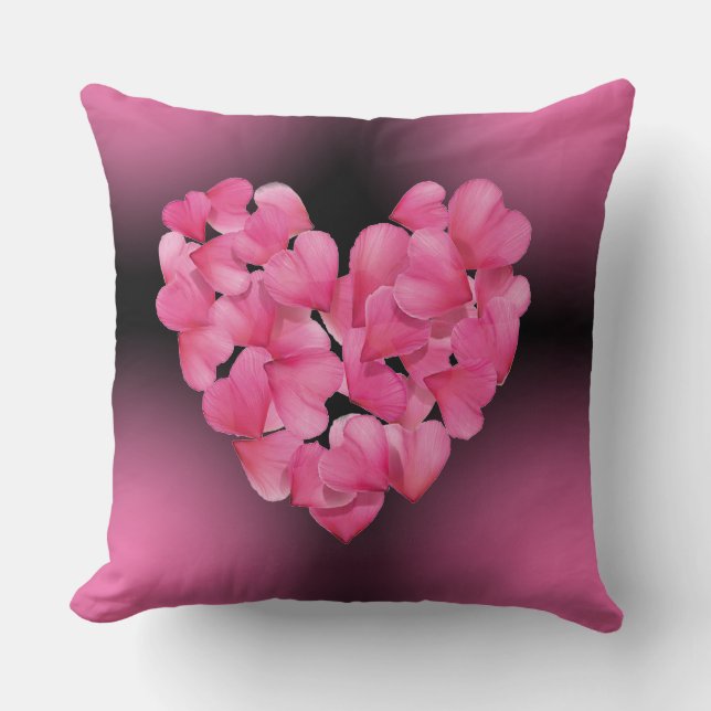 Coussin de coeur pétal rose rose (Recto)