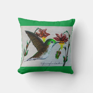 Coussin de colibri vert