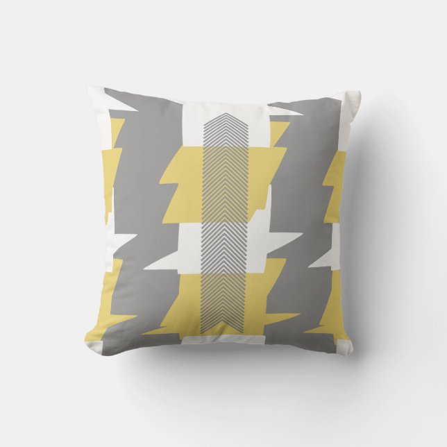 Coussin de conception Motif Abstrait jaune et gris (Recto)