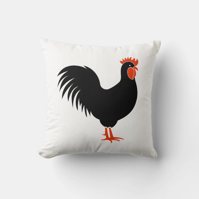 Coussin de coq noir et rouge (Recto)