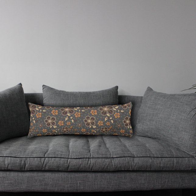 Coussin de corps de fleurs naturelles gris foncé (Créateur téléchargé)