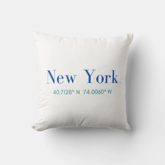 Coussin de coton de New York avec coordonnées GPS