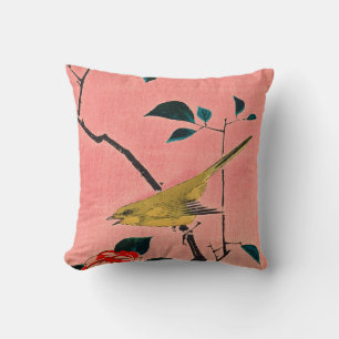COUSSIN DE COTON PERSONNALISÉ OISEAU JAPONAIS INIT