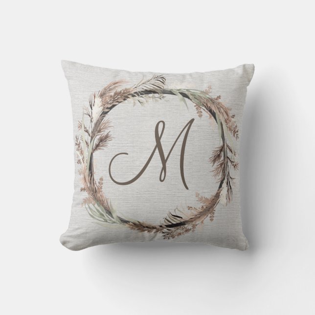 Coussin de couronne de monogramme rustique (Recto)