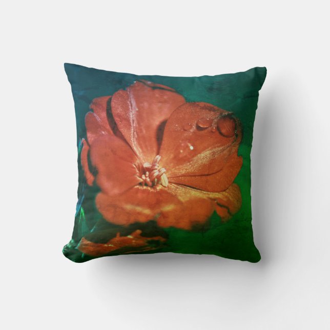 Coussin de coussin à fleurs de géranium rouge (Recto)