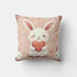 coussin de coussin de lapin souriant