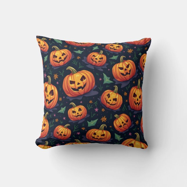 Coussin de coussin motif citrouille Halloween (Recto)