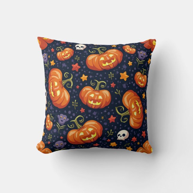Coussin de coussin motif citrouille Halloween (Recto)