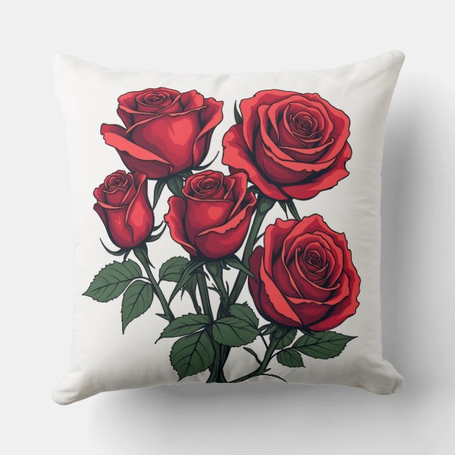 Coussin de coussin rouge Rose (Verso)